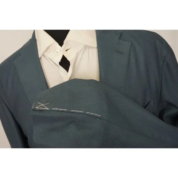 Boglioli K Jacket Teal Lightweight Wool Unstructured Sport Coat Jacket Sz 46 NEW - Picture 4 of 10